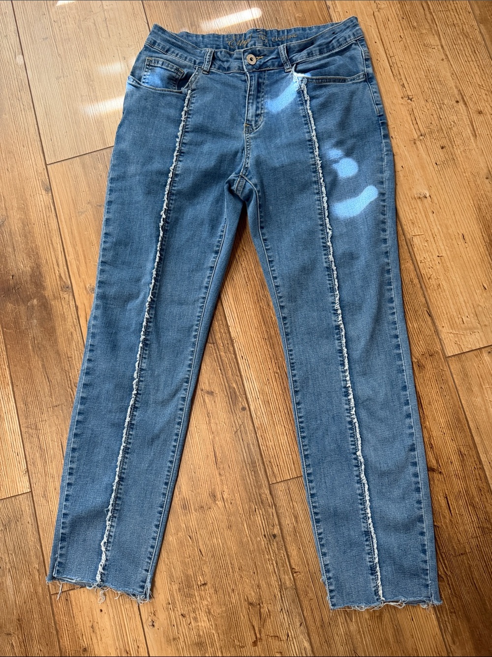Ethyl Frayed Center-Seam Jeans